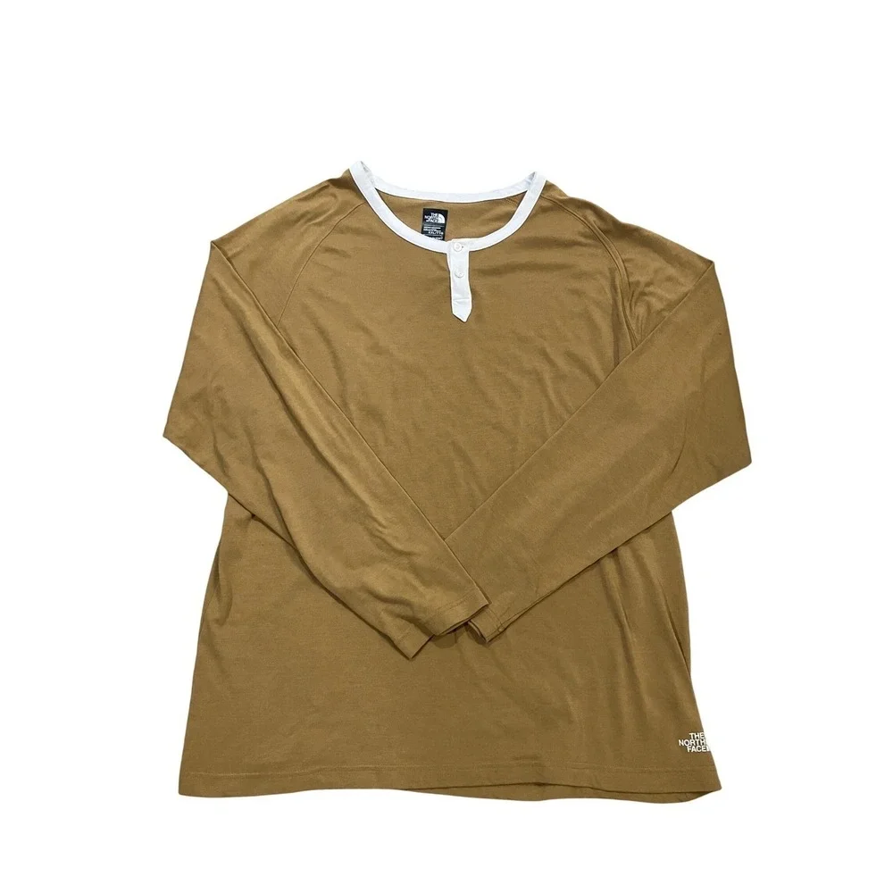 The North Face Mens Long Sleeve Henley FlashDry T Shirt Tan XXL